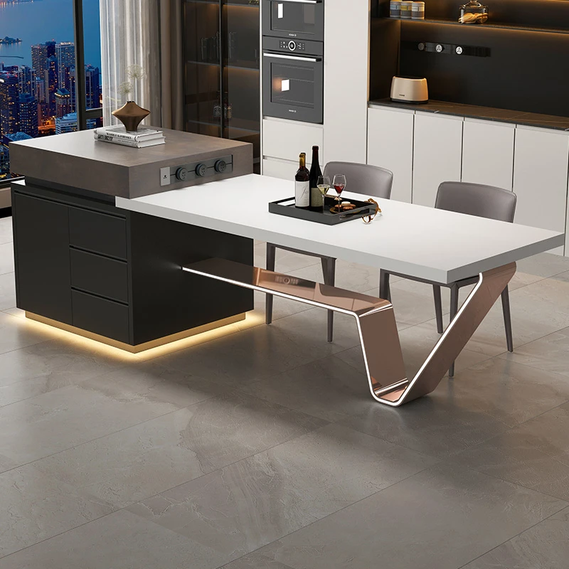 【龙抬头专场 五折带回家】岛台餐桌一体茶桌轻奢高级感岩板倒台