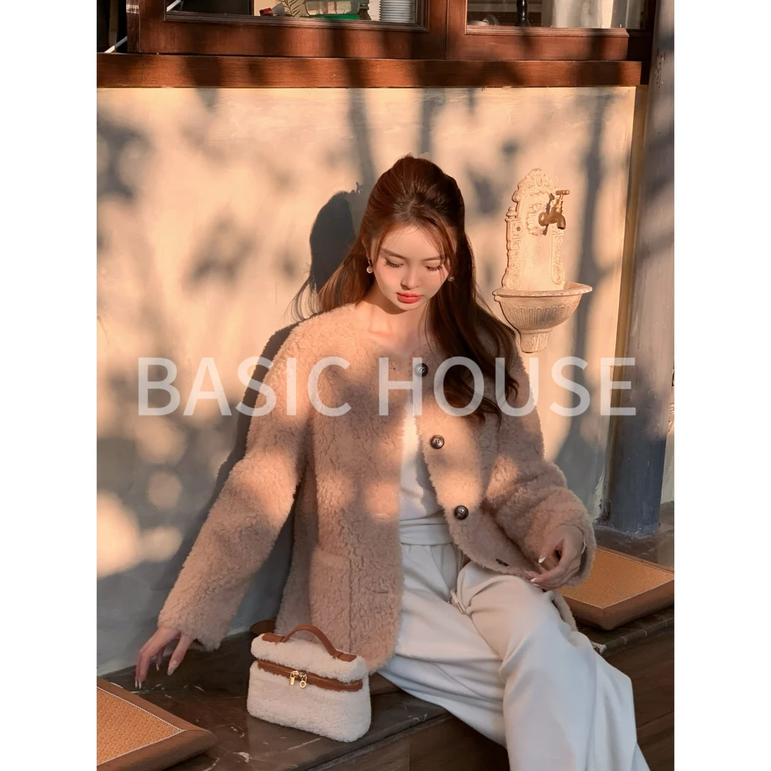 Basic House/百家好秋冬季圆领时尚气质高级羊毛大衣女A