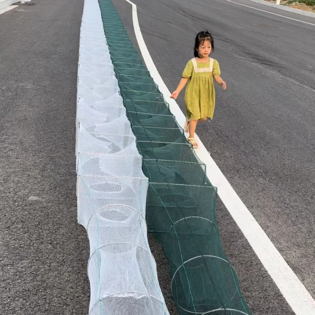 25米55节44洞渔网虾笼结实尼龙纯手工生态笼加厚捕鱼编织地笼