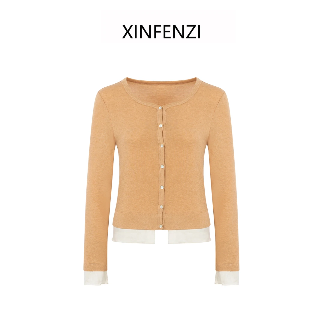 【初秋标配】XINFENZI 柔软亲肤假两件针织开衫 FS33480