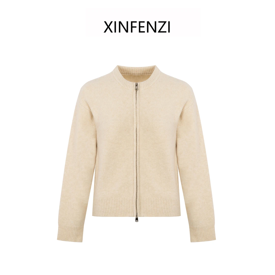 【奶冻】XINFENZI 牦牛绒美丽诺羊毛拉链开衫上衣 35538