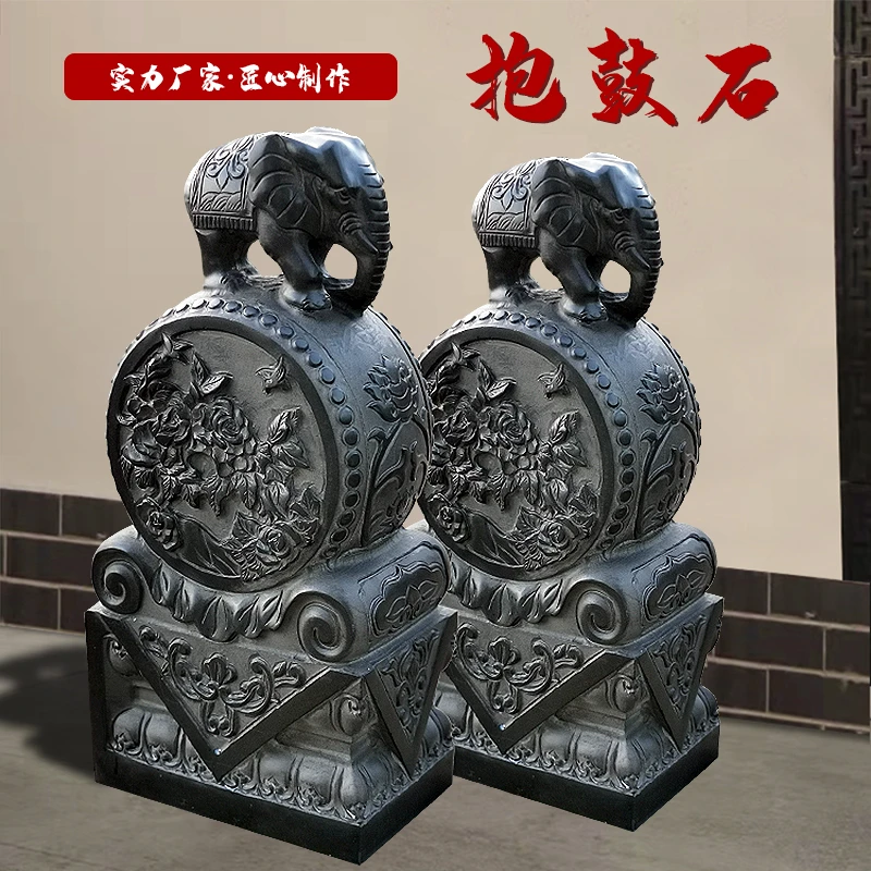 千龙石雕青石仿古门墩抱鼓石家用麒麟中式雕刻狮子工艺品石鼓貔貅