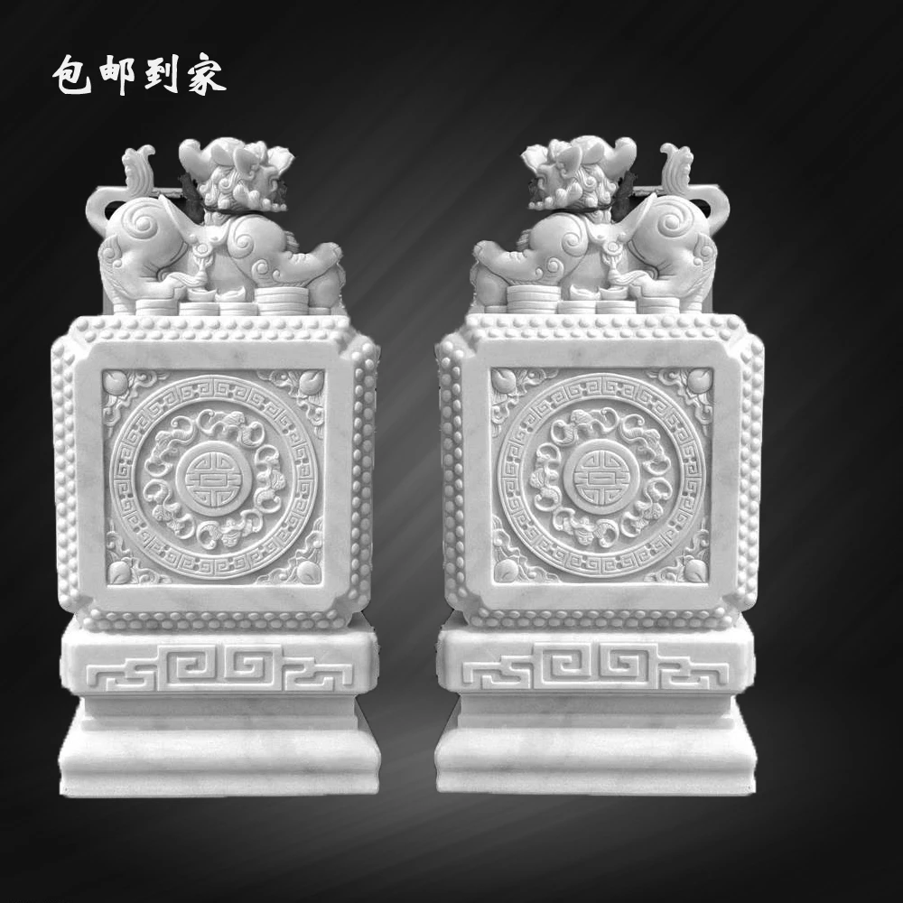 千龙石雕汉白玉门墩抱箍石大门口摆件新中式貔貅雕刻抱鼓石石墩