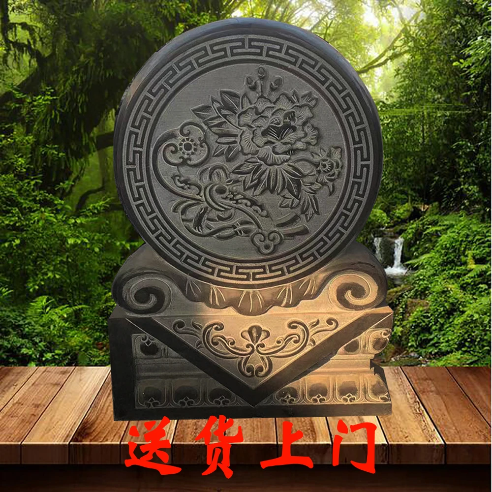 网红复古雕刻工艺品家用个性石雕门墩大门门口花开富贵石鼓门鼓石