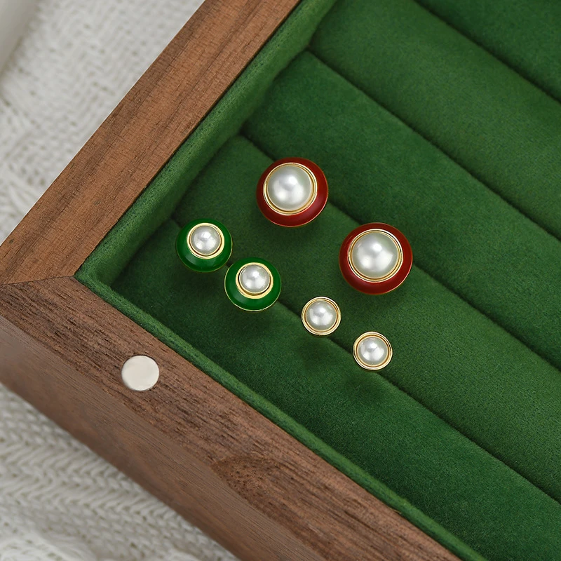 925银仿珍珠耳饰 S925银针气质百搭套装耳钉复古简约珍珠耳饰耳钉