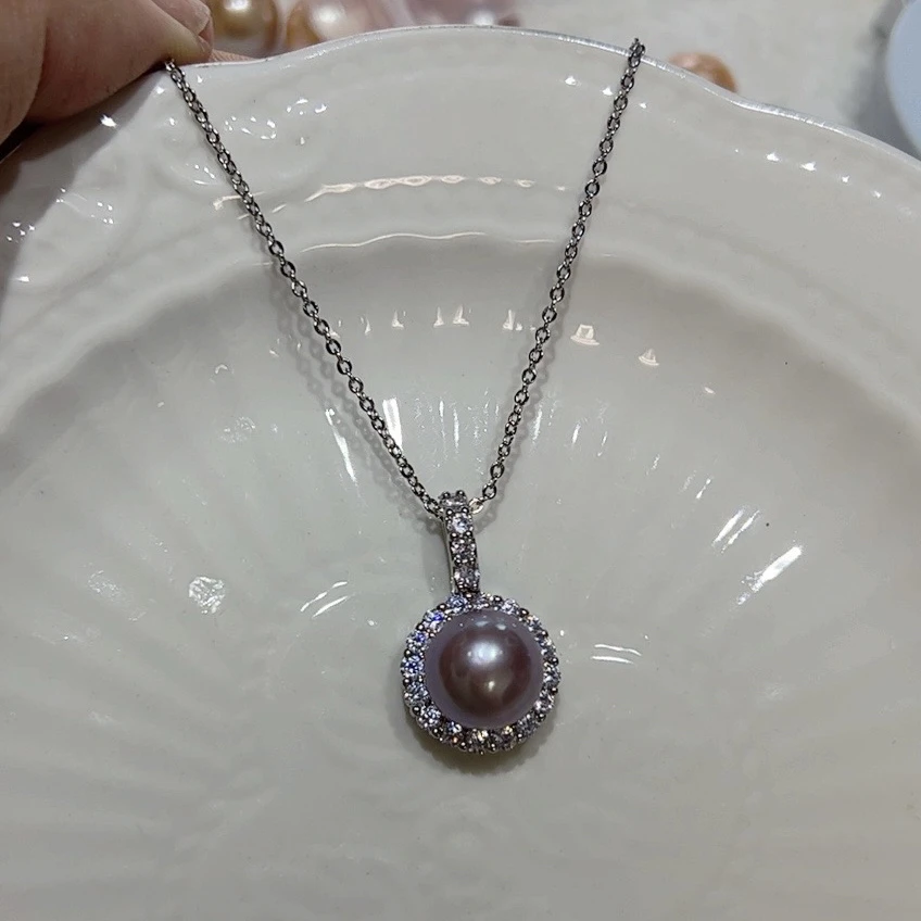 紫珠银色托太阳花万能扣头吊坠