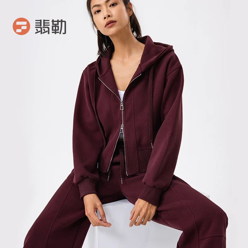 Fieder/翡勒运动氧气外套上衣2024秋冬新款女户外健身服长袖短款