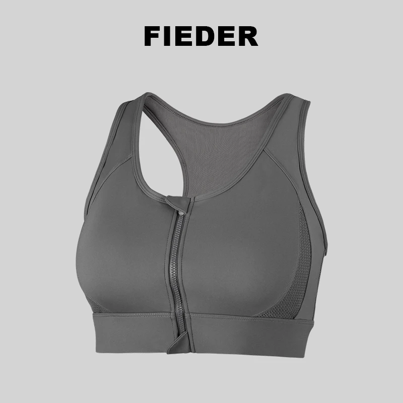 Fieder/翡勒运动悦夏文胸拉链网纱普拉提高强度健身跑步日常背心