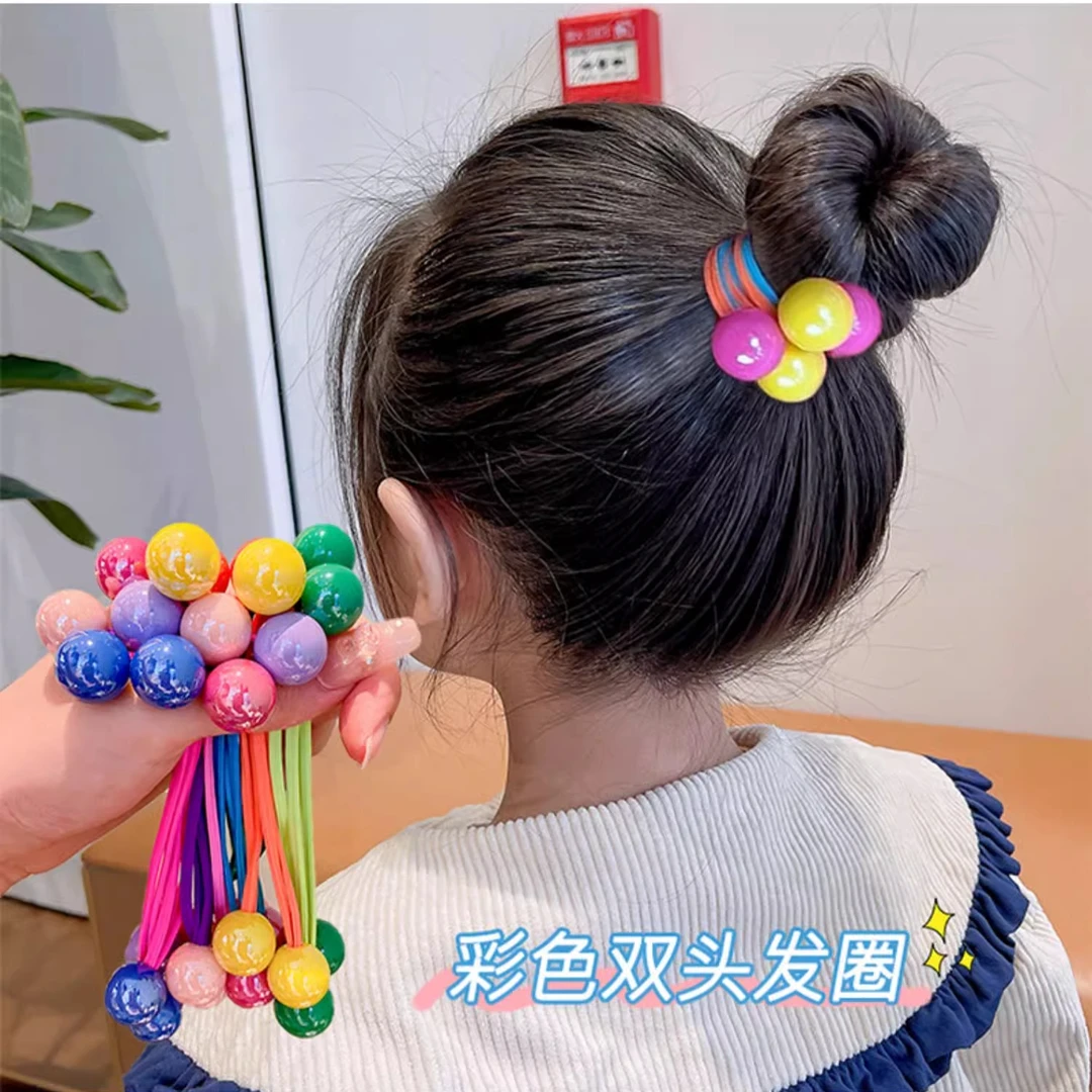 新款高弹力糖果色圆珠发圈 简约纯色系头绳可爱儿童扎头发橡皮筋