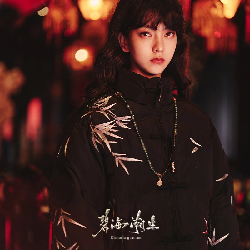 碧海潮生【穿林打叶】秋冬新款中国风国潮绣花蓄热保暖棉服外套