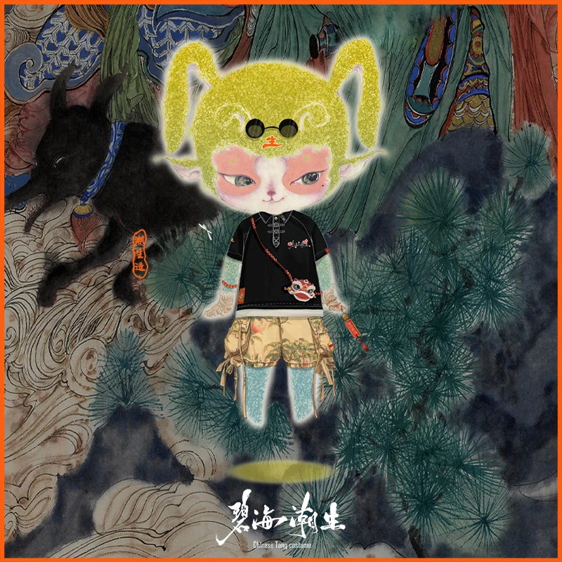 碧海潮生童装＜桃花仙＞夏季新款中国风国潮刺绣儿童亲子装Polo衫