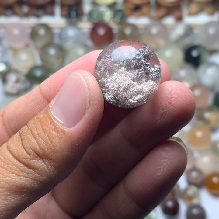 水晶珠宝半成品未镶嵌小**妹粉幽灵球