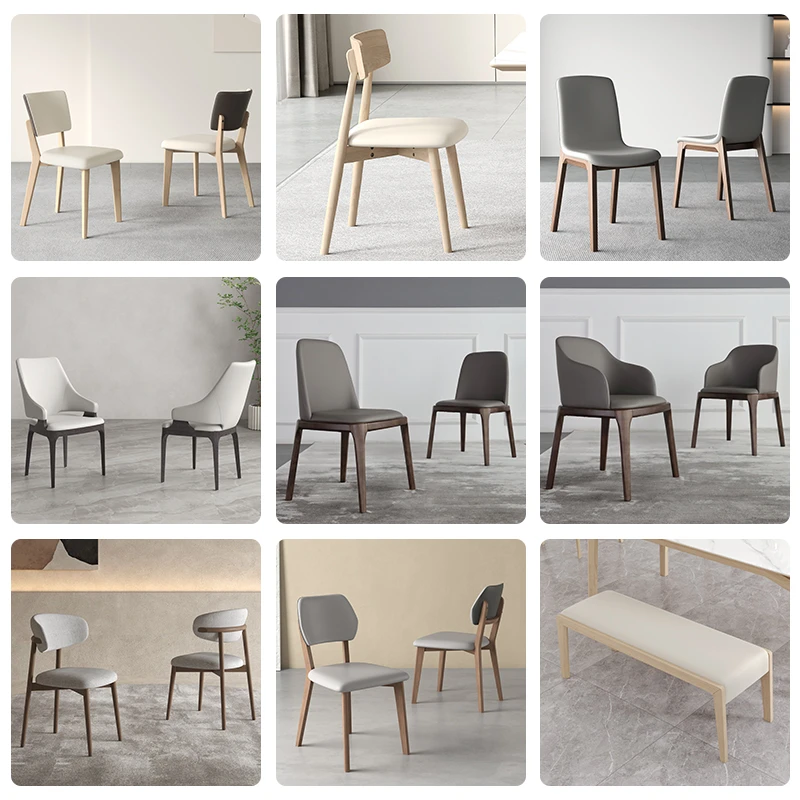 热销推荐实木餐椅轻奢家用简约桌椅北欧餐厅原木色胡桃木色