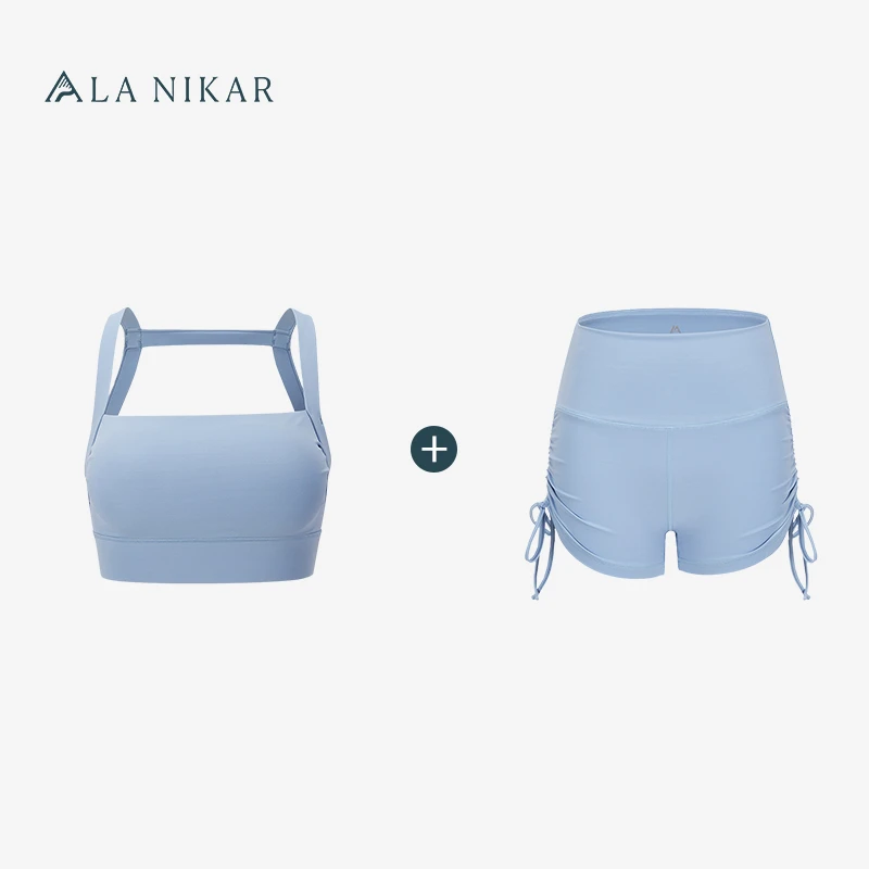 LaNikar夏季青春瑜伽跑步户外健身女士时尚短裤套装B0220+K0580