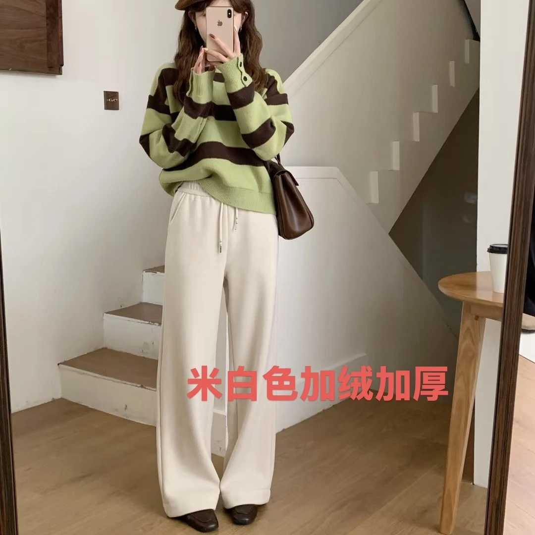 【杭州群姐家】Q303冬季百搭休闲显瘦加厚直筒羊绒裤