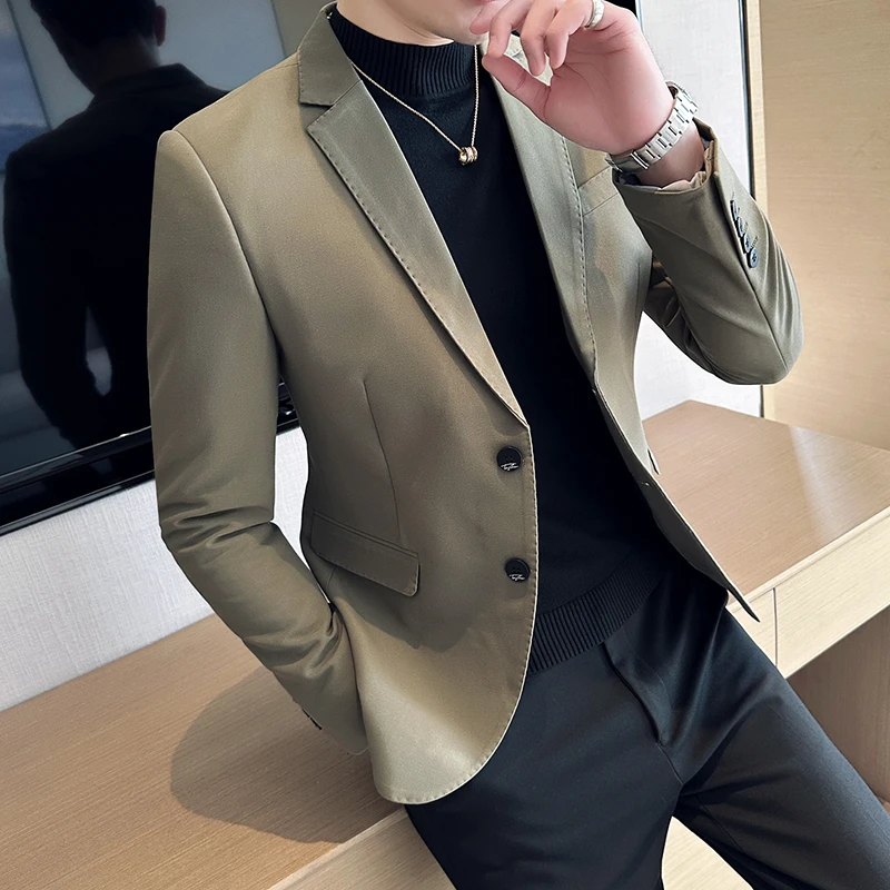 2025秋季新款英伦时尚男士小西装外套潮流韩版修身男士西服外套