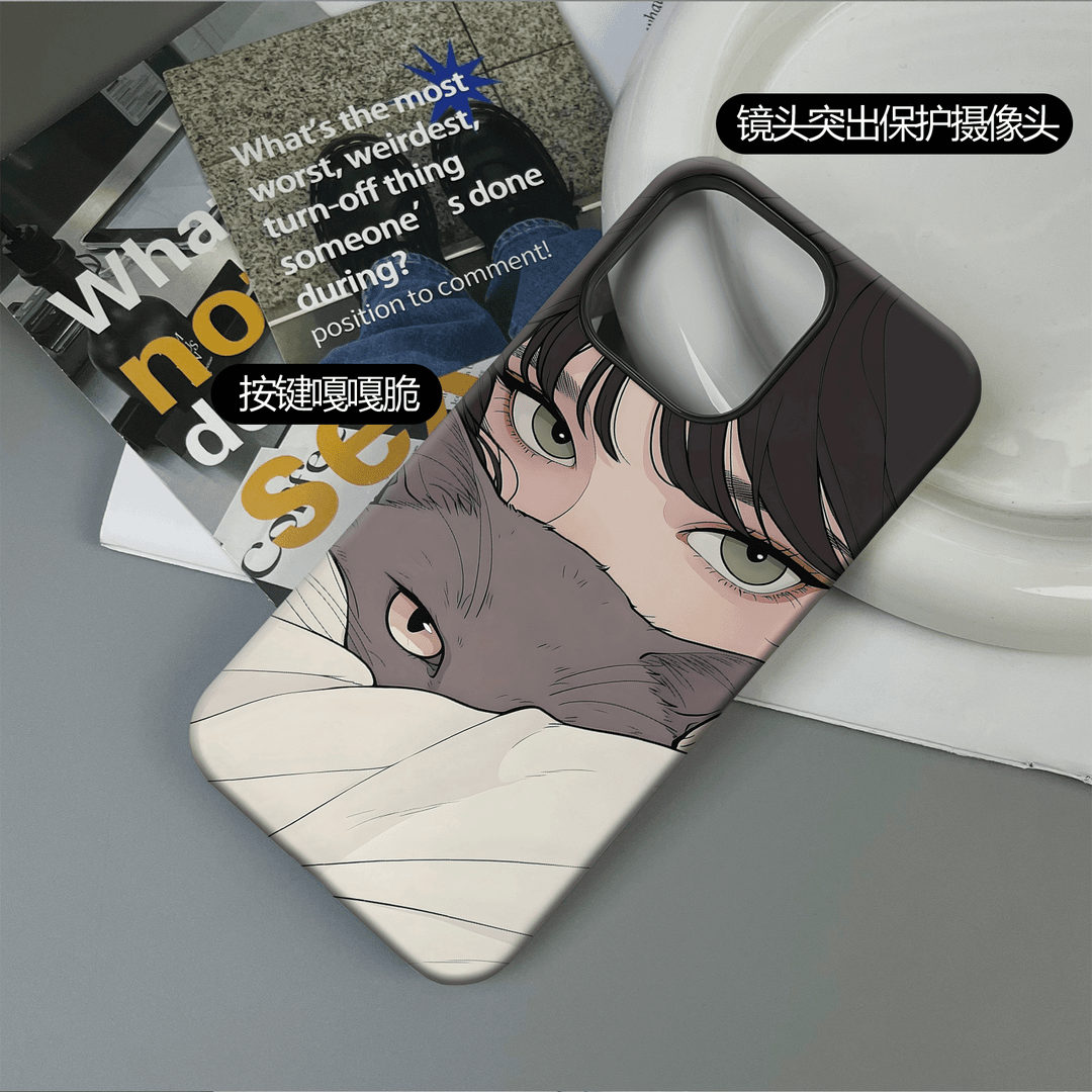 菲林二合一女孩和猫适用苹果华为VIVO三星OPPO小众INS防摔手机壳
