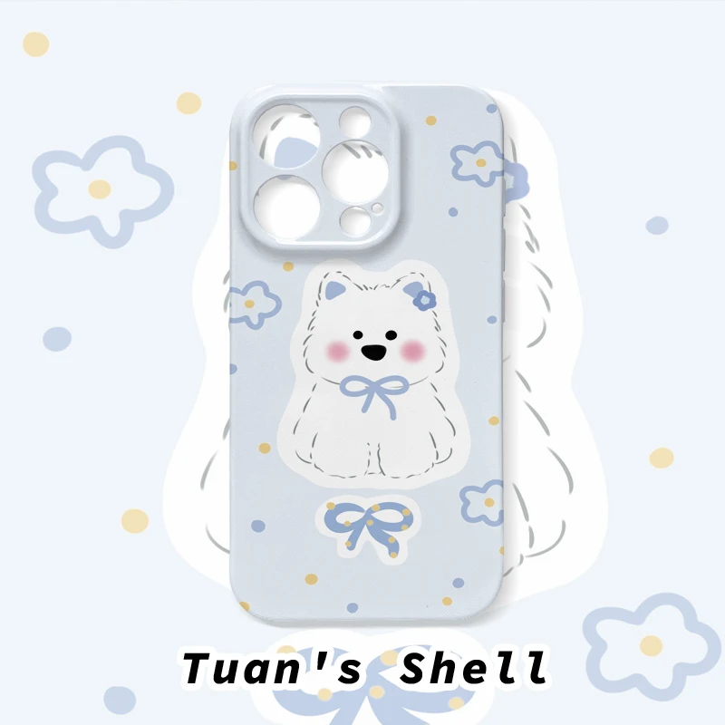 蓝色小狗菲林软壳适用苹果/华为/VIVO/OPPO一加可爱个性手机壳