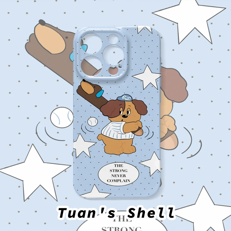 棒球小狗菲林软壳适用苹果/华为/VIVO/OPPO一加可爱个性ins手机壳