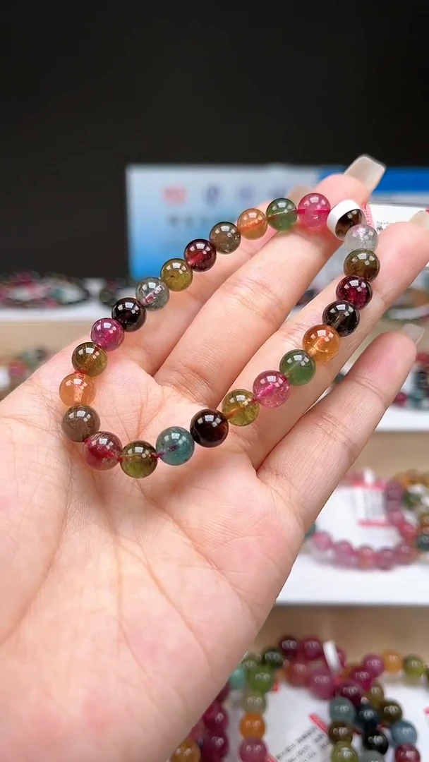【闪购商品】碧玺手串未镶嵌7.2mm巴西老矿玻璃体糖果单圈
