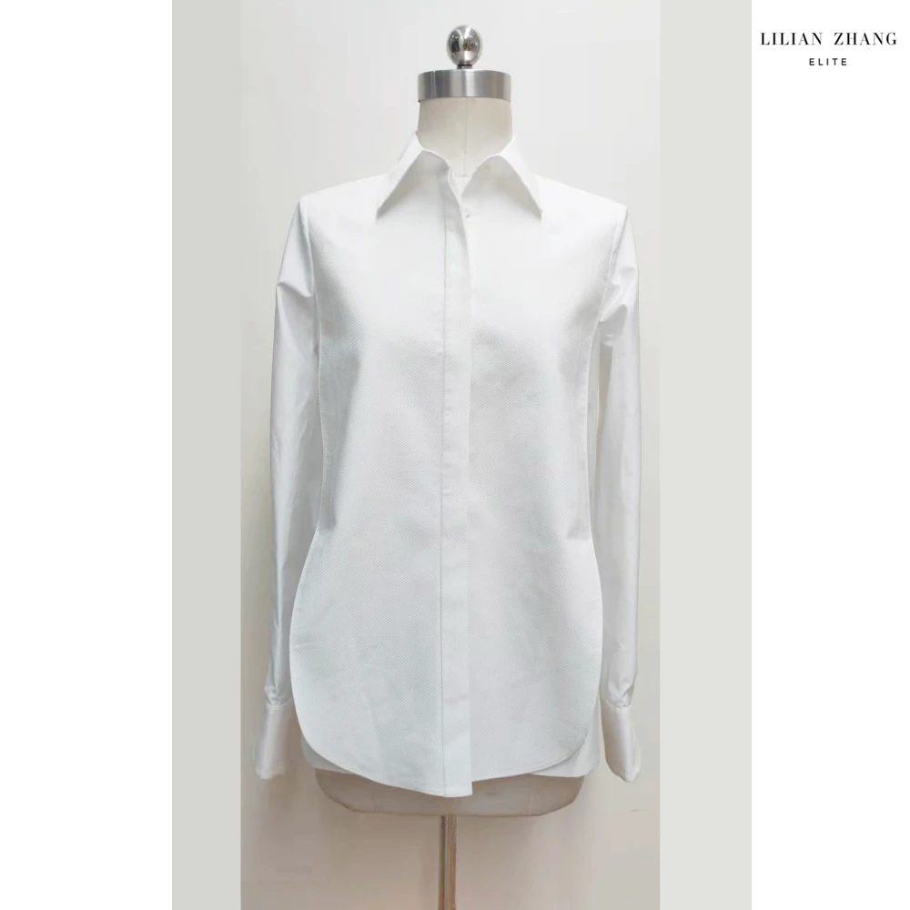 定制-Hollywood 经典重现 高支棉多巴胺风格白色长袖衬衫 2102048
