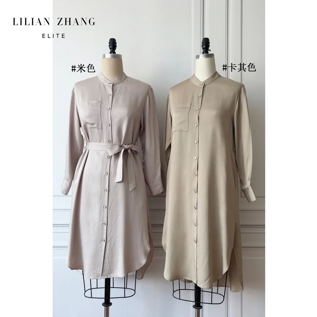 定制-收藏级—精简质感衬衫连衣裙-优雅直筒气质长袖衬衫裙2201023