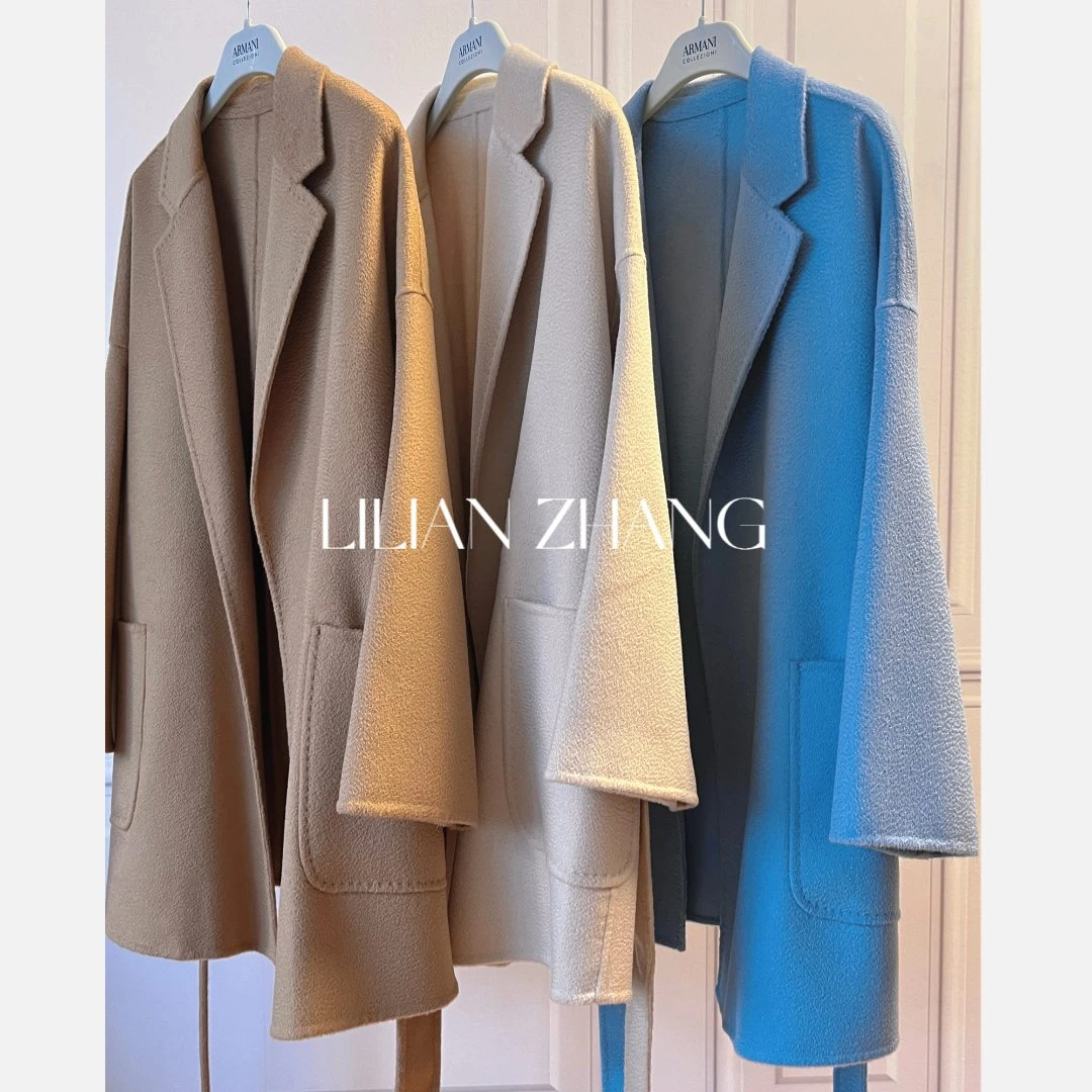 复古风-衣橱挚爱-美拉德暖冬 系带短款廓形羊毛大衣外套  2206050