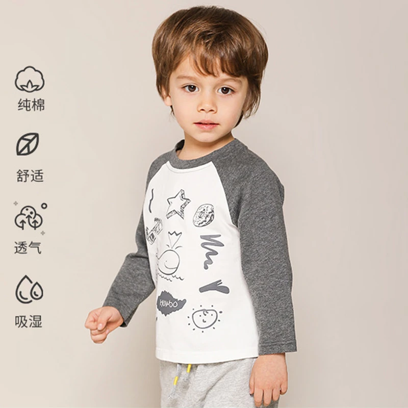 儿童长袖单T男童秋装新款男童男宝宝下架装长袖痞帅小童韩版帅气
