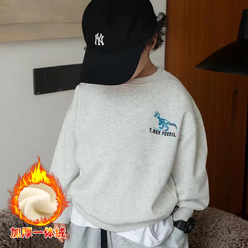 男童卫衣加绒2024新款秋冬季儿童装休闲运动打底上衣小男孩秋冬潮