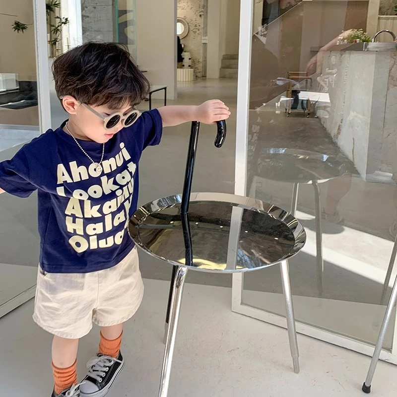 儿童短袖T恤男童夏装新款男童男宝宝下架装半袖痞帅小童韩版帅气