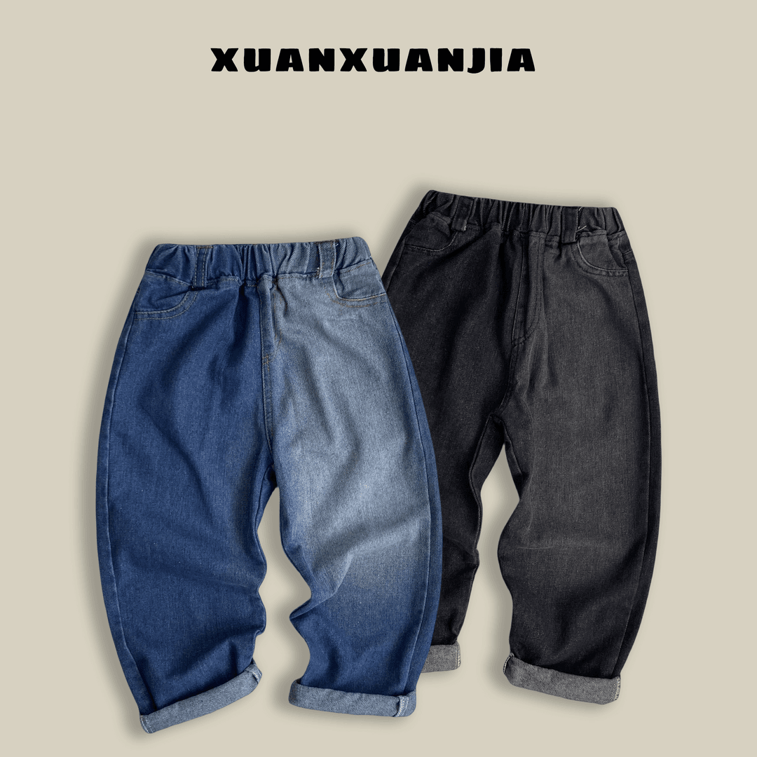501476童装男童休闲牛仔裤2024秋款儿童宽松牛仔长裤男孩休闲裤子