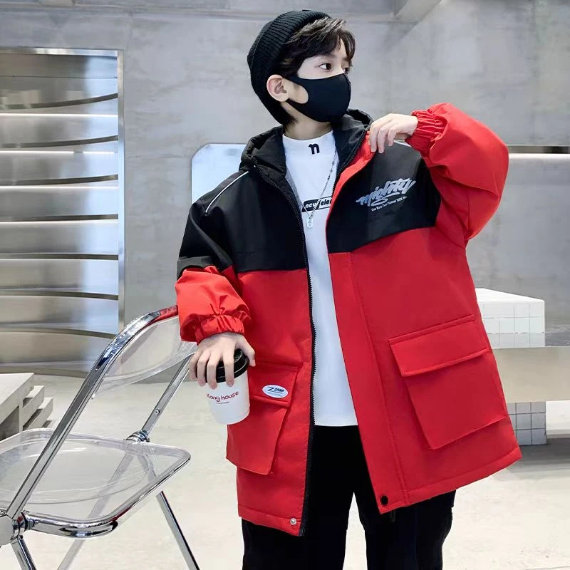 501897童装男童棉服2024冬季夹棉加厚冲锋衣棉衣外套宝宝潮酷上衣