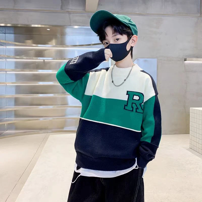 501881装男童毛衣2024儿童冬季洋气大童针织衫潮酷套头上衣韩版