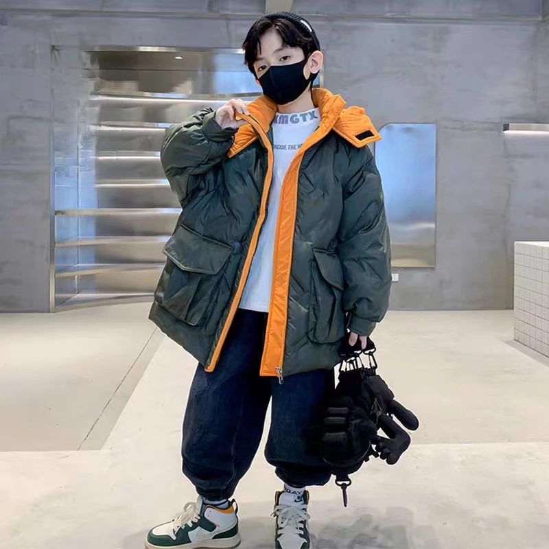 501622  童装男童冬季洋气加厚保暖2024儿童保暖加绒休闲外套男孩