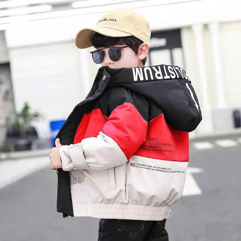 501620童装男童棉服2024冬款加棉加厚连帽棉衣宝宝冬季潮酷厚外套