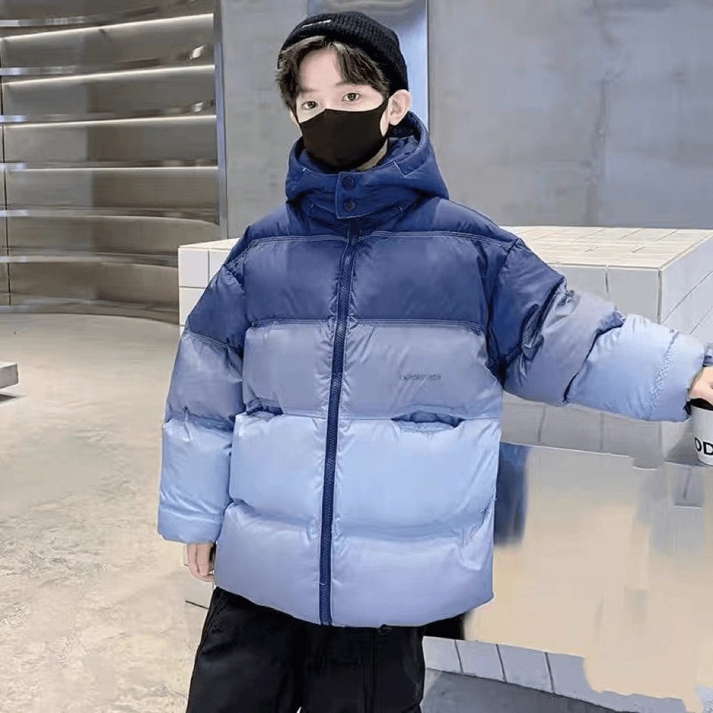 501433童装男童连帽加厚棉服拉链外套2024冬季儿童洋气棉服帅气冬