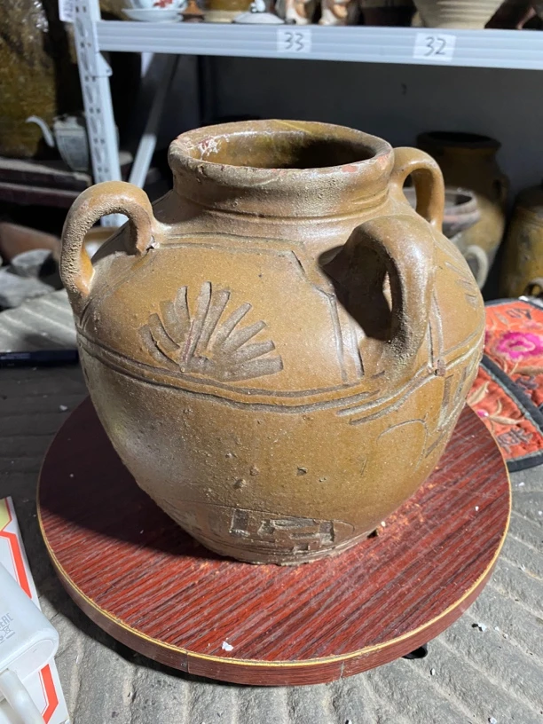 马口窑四系清末油壶，品相如图