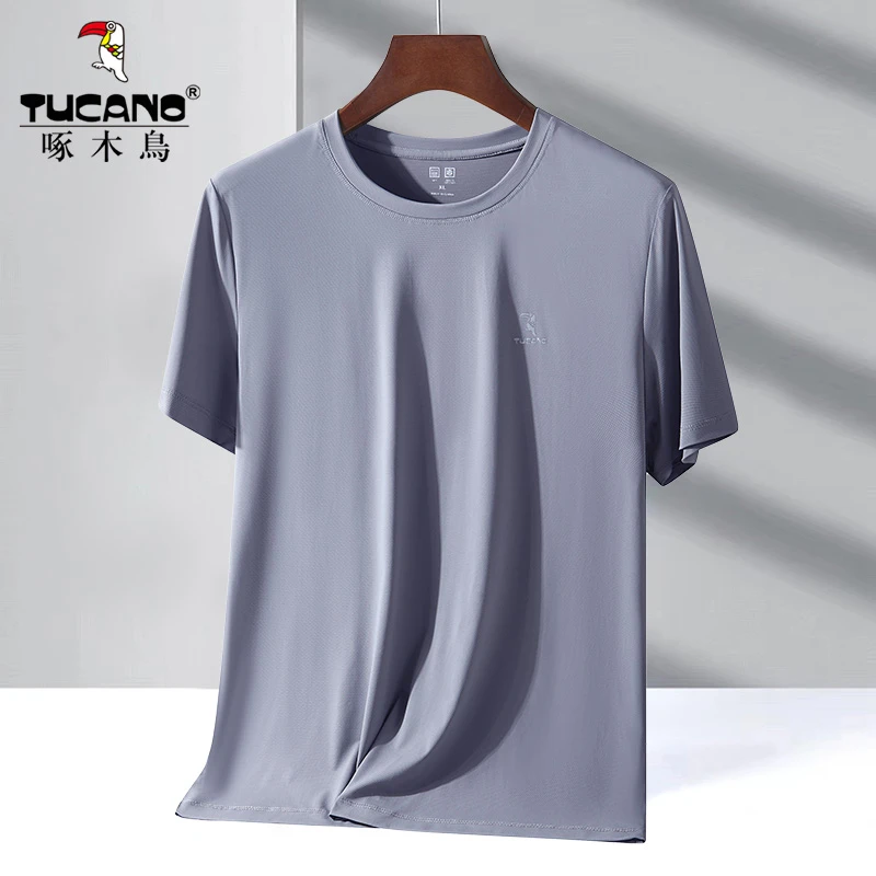 TUCANO/啄木鸟爸爸夏装短袖T恤中老年冰丝上衣夏季男士宽松速干衣