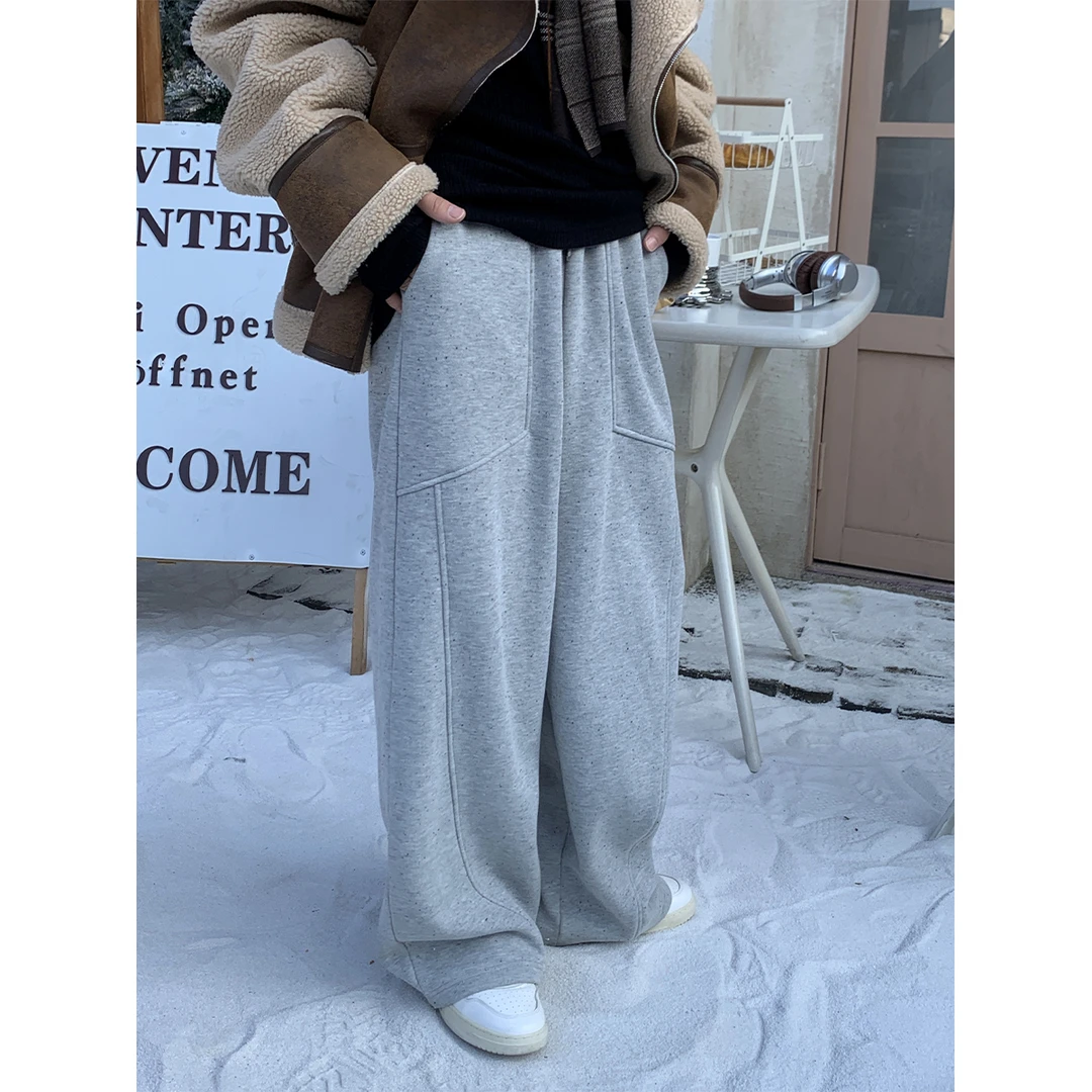 白口阳【慵懒周末】斑点狗小弯刀保暖加绒卫裤百搭加厚长裤男KK589