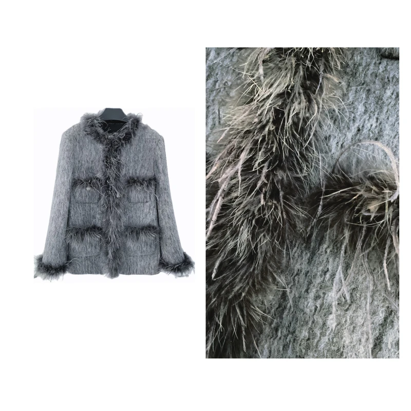 【高光时刻】限量定制绝美水波羊驼毛马海毛手工鸵鸟毛小香风外套