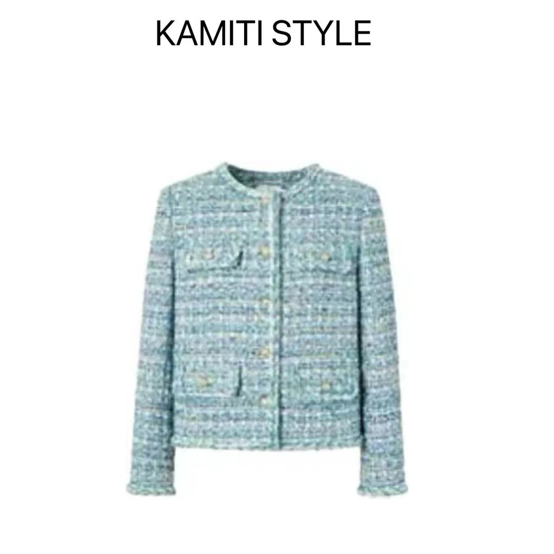 【温婉女神】2024秋季蓝色小清新小香风气质轻奢时尚重工小香风套装