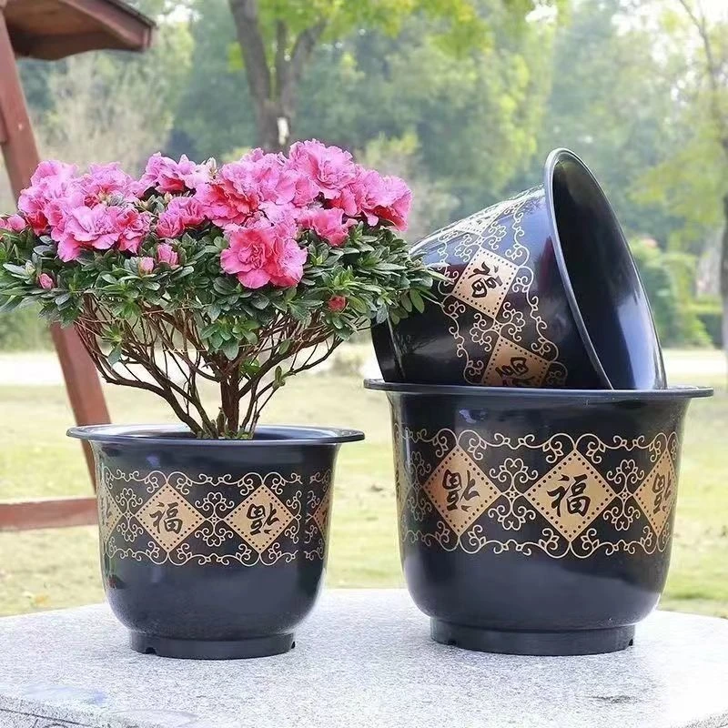 优质环保树脂花盆大号仿陶瓷耐晒耐用加大栽花种树手工制作送托盘