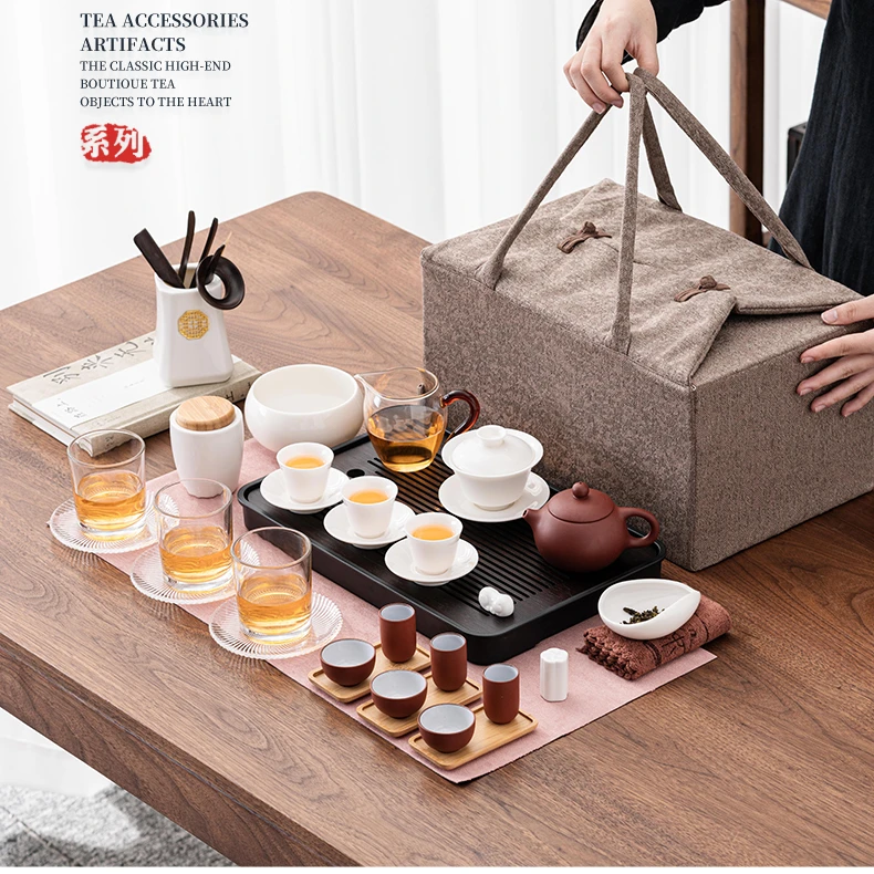 茶艺教学茶具套组 乌龙茶绿茶红茶全套茶艺考试培训表演便携套装