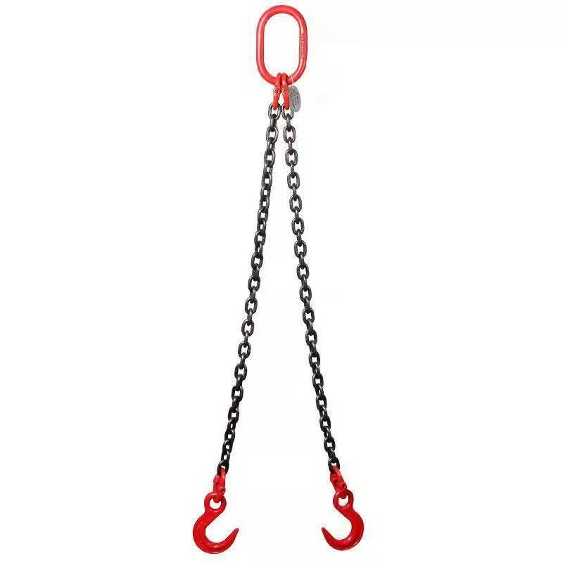 蓝鲸机械！6.4吨G80锰钢链条一拖二大开口索具10毫米链条