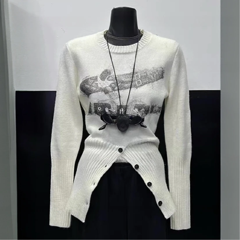 【晨浠定制】新款时尚百搭多扣针织上衣两色5362