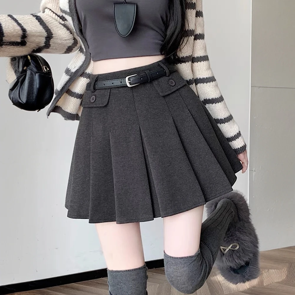 【晨浠定制】新款时尚轻奢百褶呢子半裙两色9987