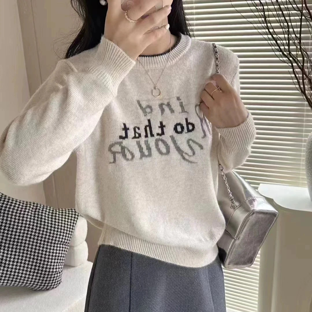 【晨浠定制】新款时尚百搭撞色领针织上衣两色2139