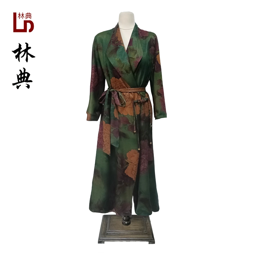 【林典家】0819新款时尚气质高端中式国风复古60姆米香云纱重缎风衣