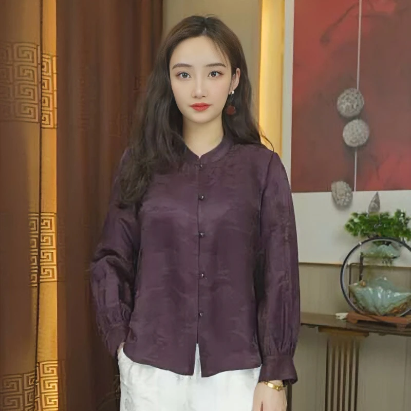 【林典家】1101新中式宽松缎面40姆米香云纱衬衣