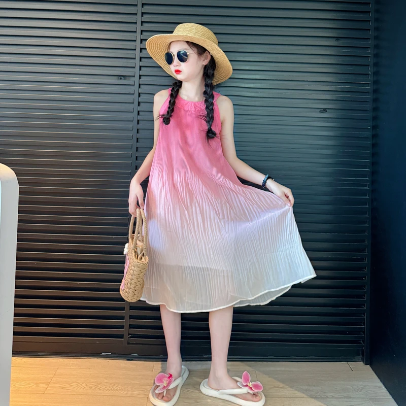 女童多巴胺连衣裙夏季2025新款女大童夏装裙子儿童波西米亚沙滩裙